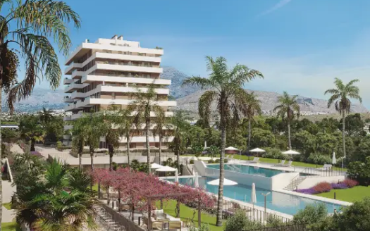 Apartament z 3 sypialniami i dużym ogrodem z widokiem na morze przy plaży w Villajoyosa