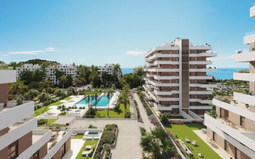 Apartament z 3 sypialniami i dużym ogrodem z widokiem na morze przy plaży w Villajoyosa