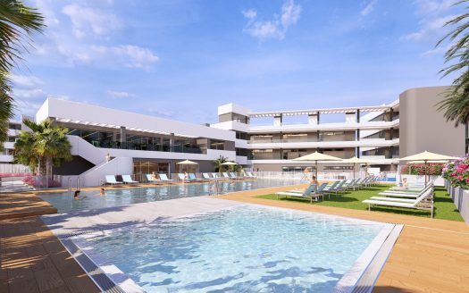 Bungalow w nowym budownictwie otoczony wspólnymi ogrodami z basenami, Torrevieja