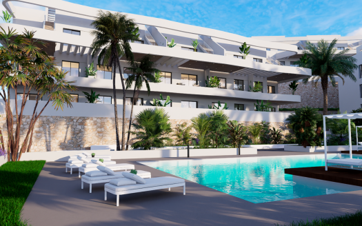 Apartament z tarasem w Finestrat – 2 sypialnie, baseny i strefa sportowa