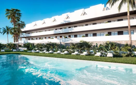 Penthouse z dużym solarium w Finestrat – widok na morze i 3 baseny